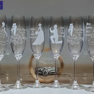 Pahare miri şi naşi gravate design elegant