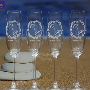Pahare miri și nași gravate cu initiale
