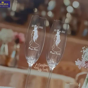 Set 2 pahare din cristal gravate pentru naşi