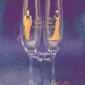 Set 2 pahare gravate pentru naşi Antique Gold