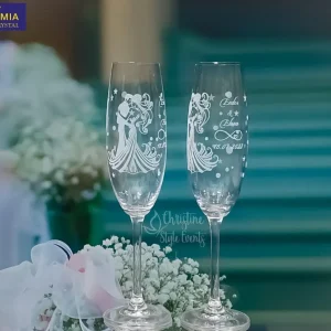 Set 2 pahare miri gravate de jur împrejurul paharului