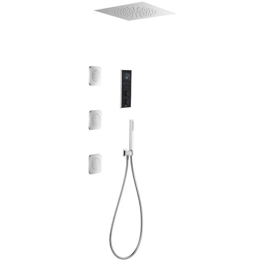 Panel dus cu hidromasaj si termostat Roca Smart Shower, cu baterie electronica si 3 duze hidromasaj