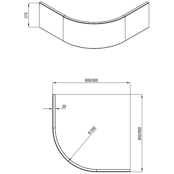 Panou frontal cadita dus Deante Deep, 90x90 cm