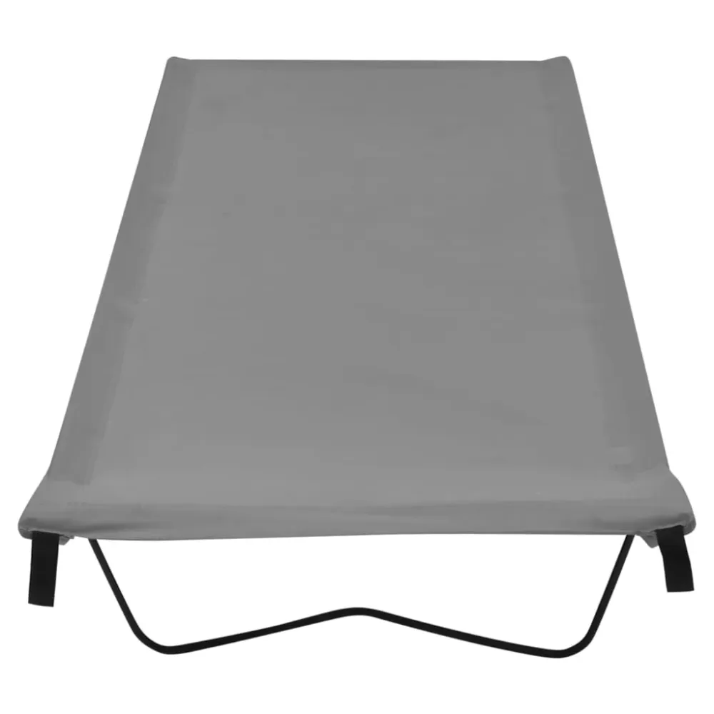 Paturi camping, 2 buc., gri, 180x60x19 cm, țesătură oxford&oțel
