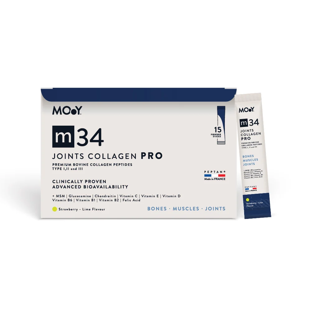 m34 PRO Colagen hidrolizat bovin premium monodoza, dovedit clinic, articulatii, 7.000mg tip I, II si III, aroma capsuni si...