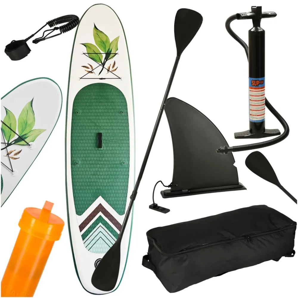 Placa Stand up paddle SUP gonflabila cu vasla, pompa si accesorii, 320x80x19 cm, 150 kg, alb