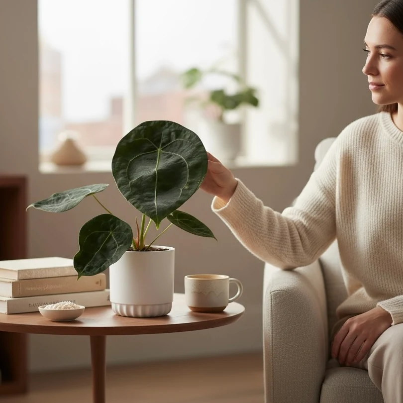 Anthurium forgetii x nigrolaminum