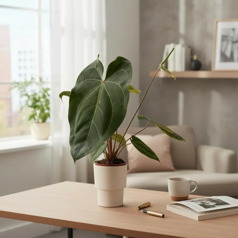 Anthurium papillilaminum – specie botanica rara cu frunze catifelate si aspect luxuriant