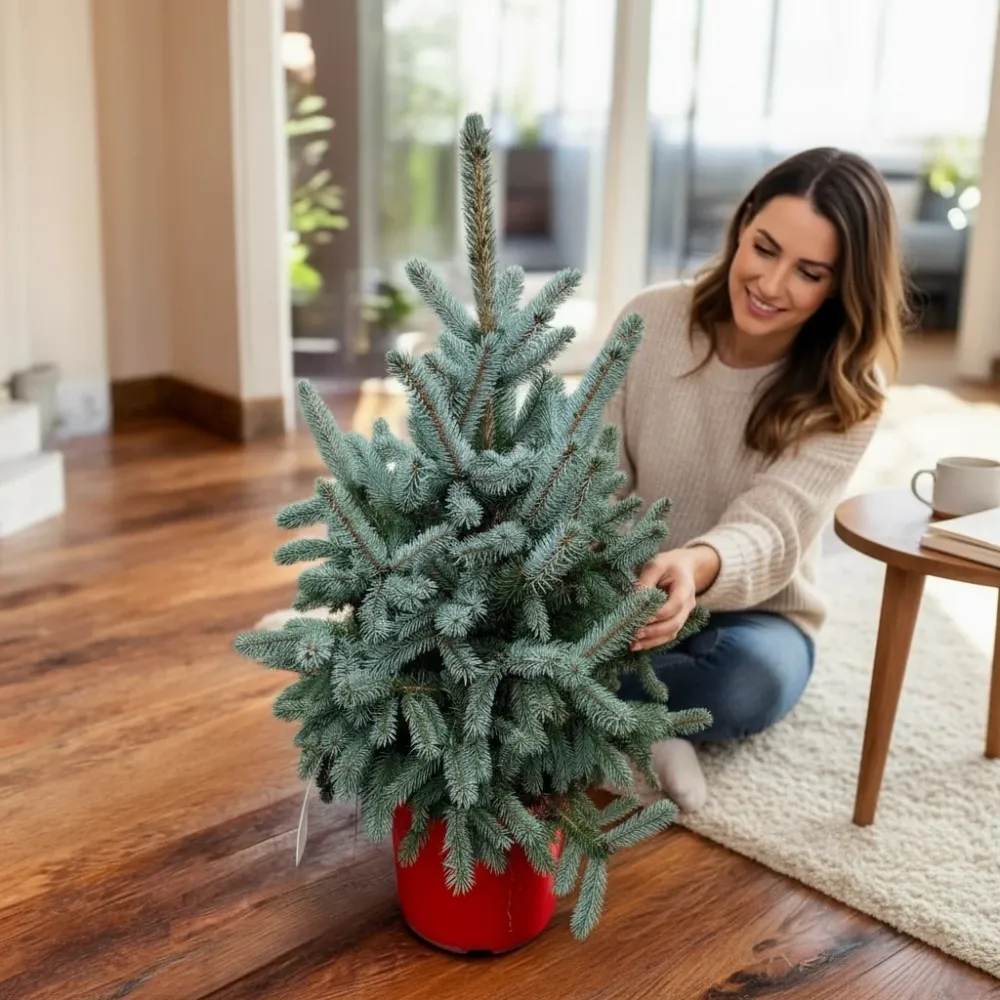 Brad argintiu ghiveci XL - Picea pungens 'Super Blue' H85-90 cm