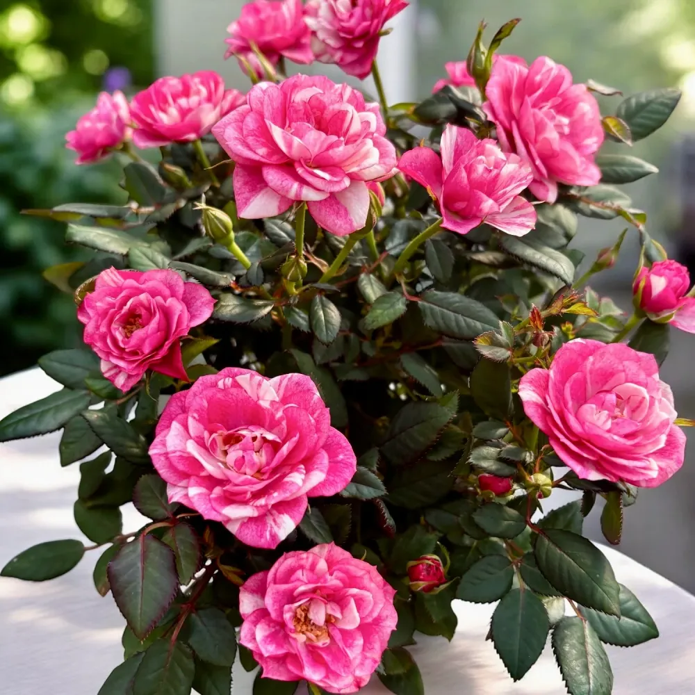 Rosa Twin Colour - trandafiri pitici cu flori bicolore parfumate