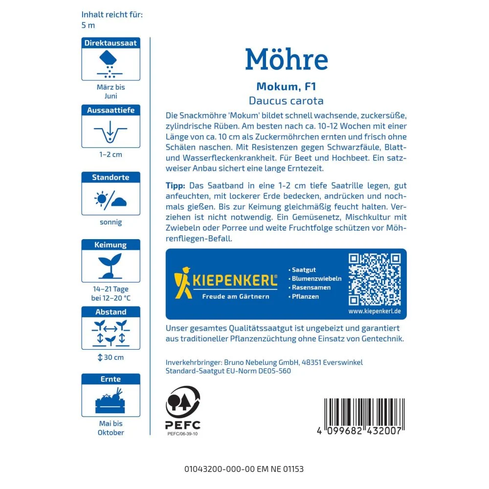 Seminte morcov Mokum F1 – radacini netede, productie rapida, cu protectie germinatie