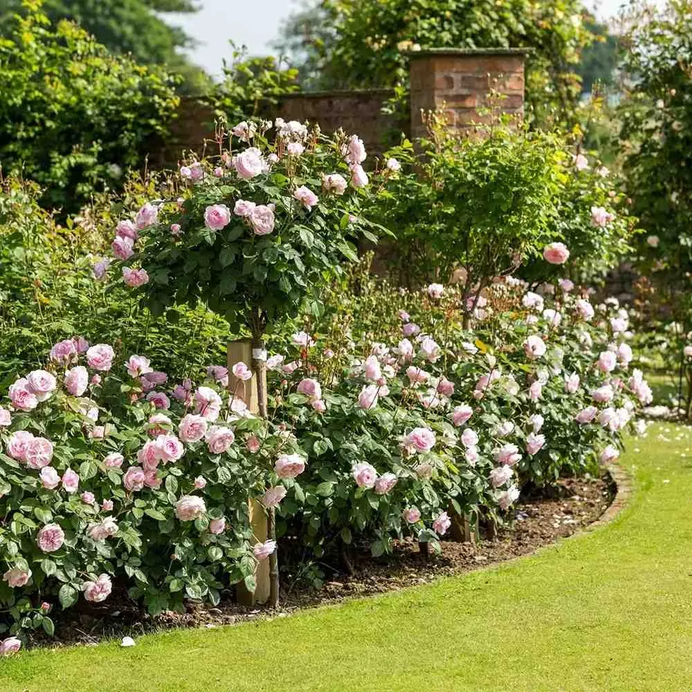 Trandafir englezesc David Austin Olivia Rose Austin® - trandafir roz delicat, flori duble, parfum intens, inflorire repetata