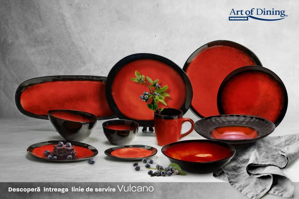 Set Platouri Heinner HR-LH-VP384 | 4 Piese, Ceramica, 38x15cm, Vulcano