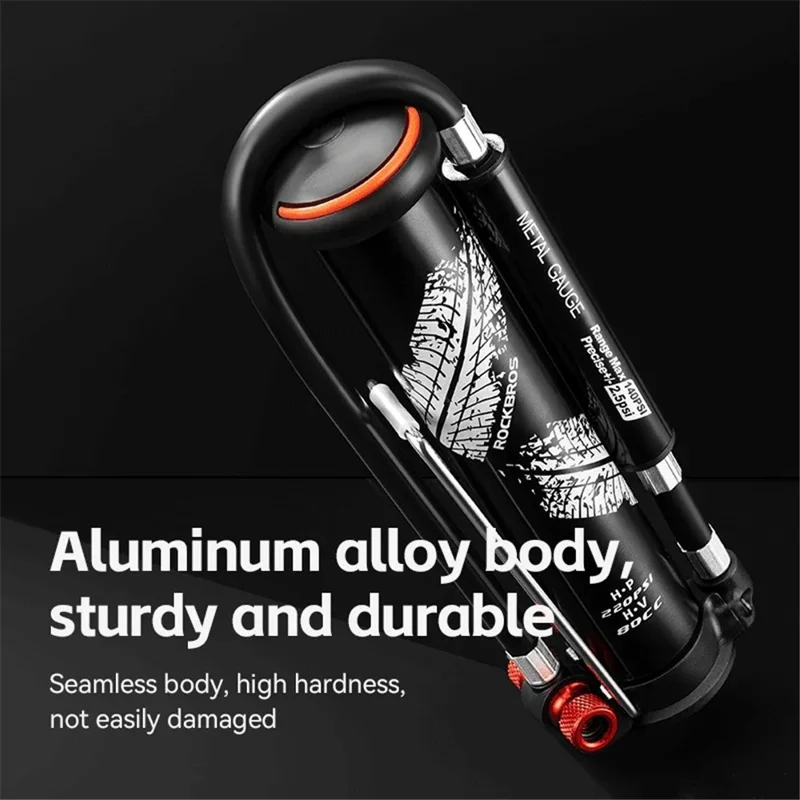Pompa de bicicletă manuală cu aer 220PSI cu manometru ascuns