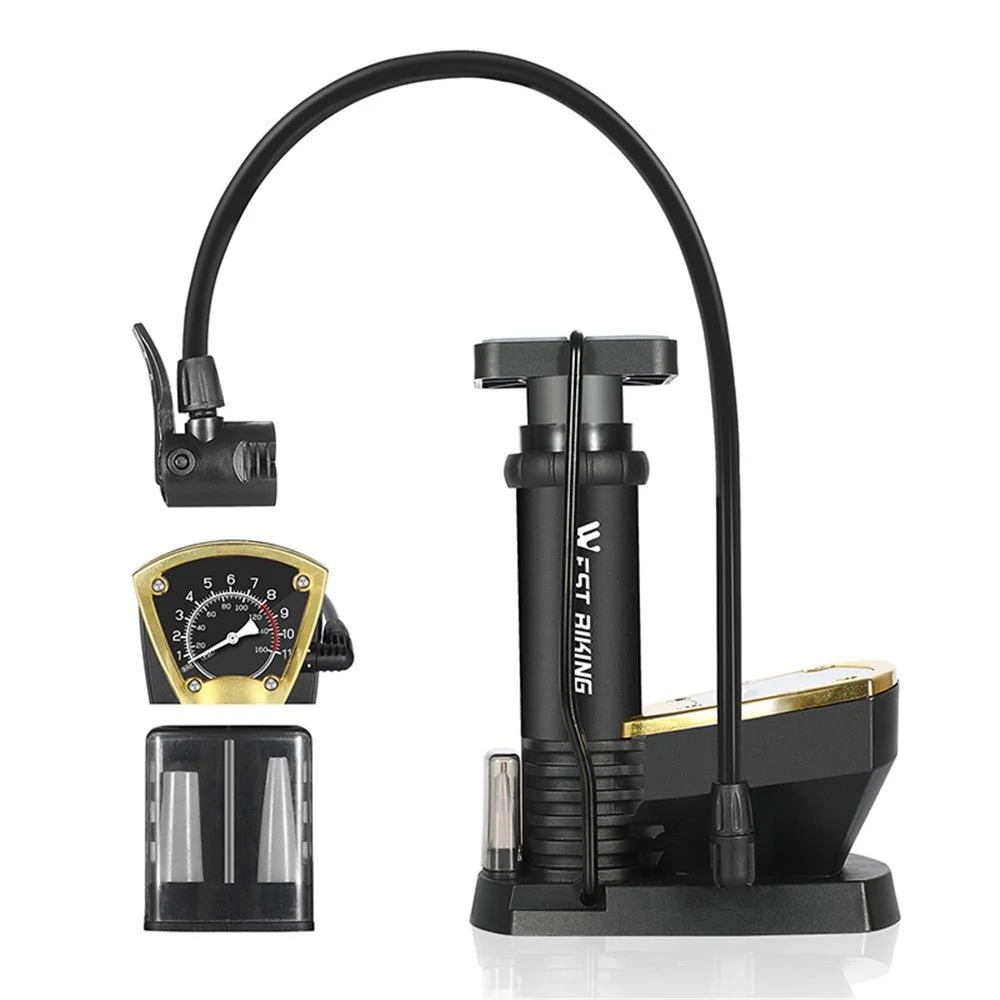 Pompa de bicicletă portabilă cu picior 140 PSI cu manometru