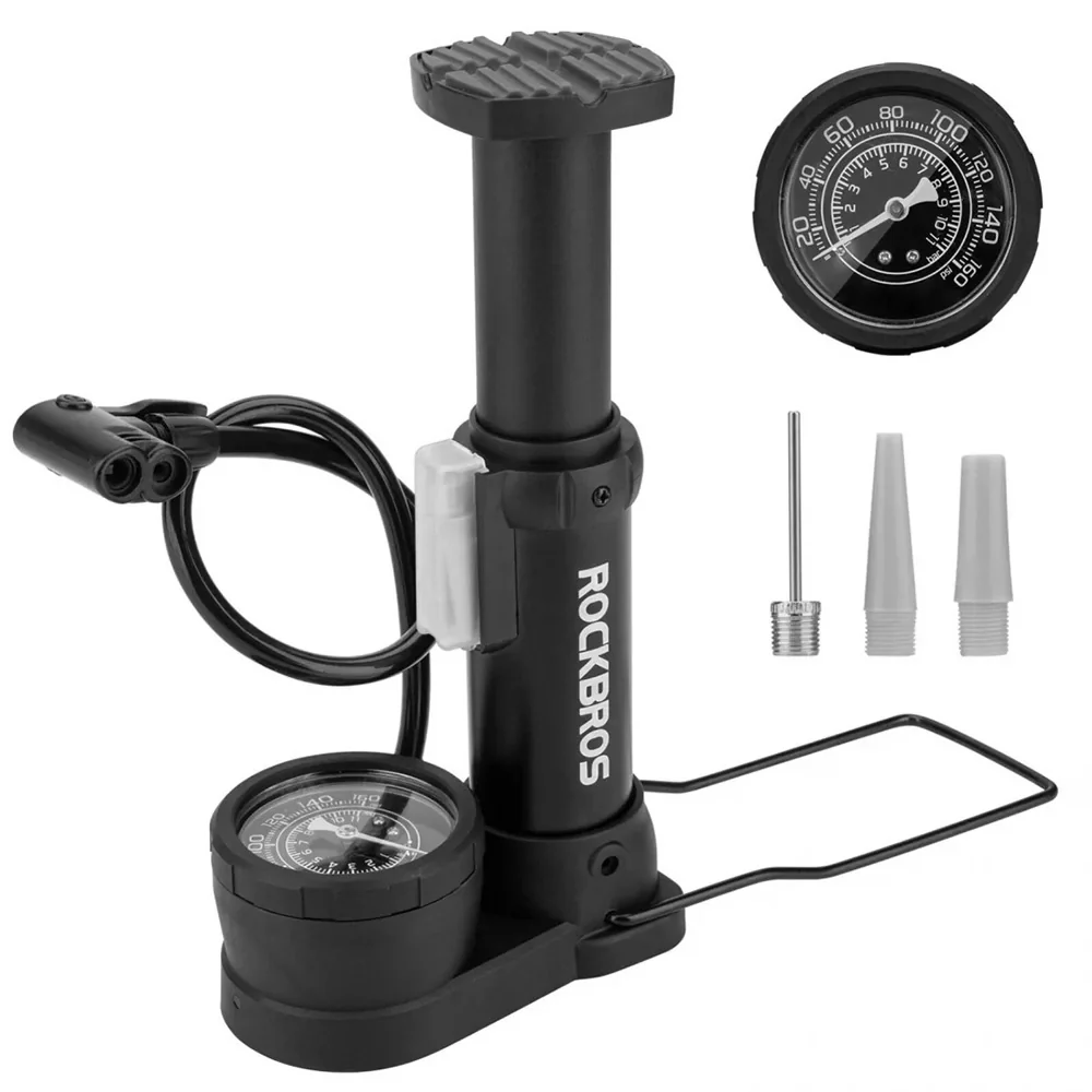 Pompa de bicicletă Rockbros cu manometru - negru