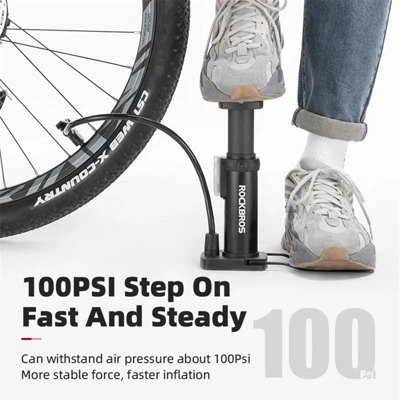 Pompa de picior portabilă 100 PSI înaltă presiune pentru bicicletă