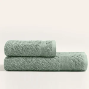 Set 2 prosoape baie 1015A-071-1, verde, bumbac