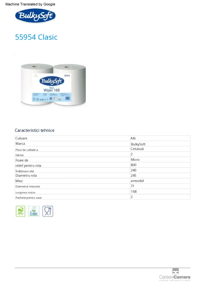 Prosoape de hârtie rolă BulkySoft 800 foi – 2 bucăți/bax