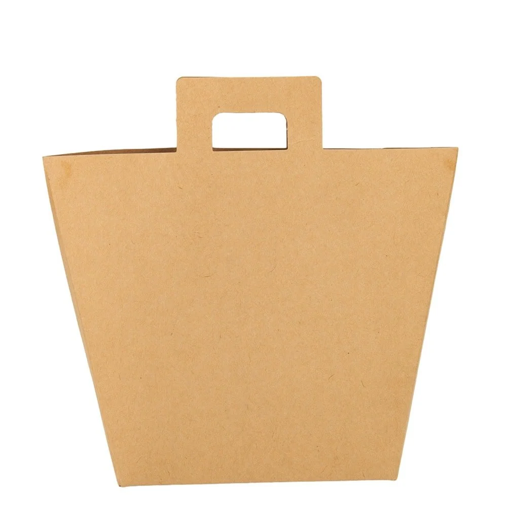 Pungă kraft cu mâner dreptunghiular (set 12 buc)