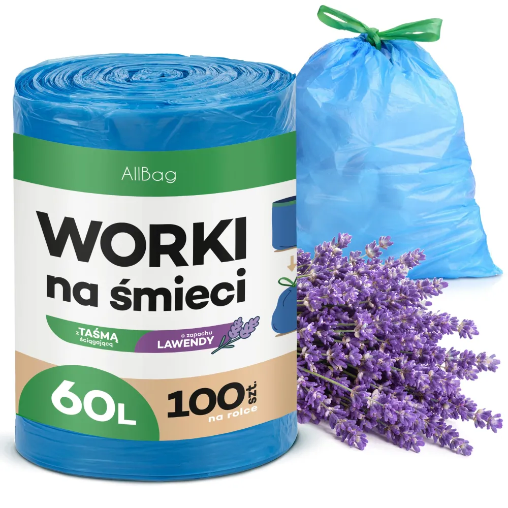 Saci de gunoi universali cu parfum de Lavanda 60L