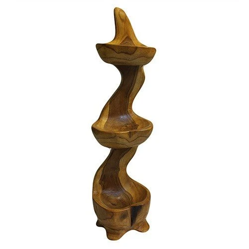 Suport cu 3 boluri din tec, 50 cm