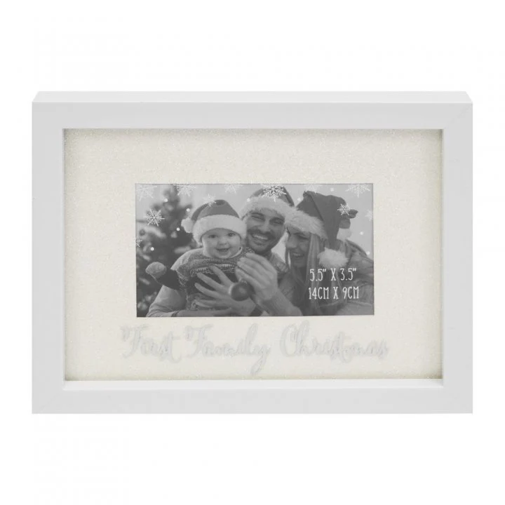 Rama foto alba cu sclipici First Family Christmas - DGXM5559