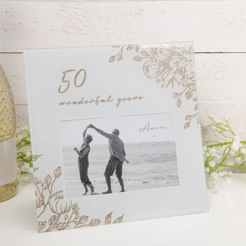 Rama foto aniversare 50 ani cu sclipici - WG1065