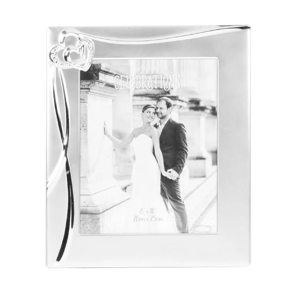 Rama foto argintata decorata cu inimi si cristale - FS105880