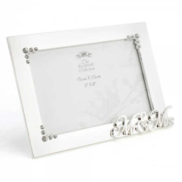 Rama foto argintata Mr & Mrs cu cristale - LP29898