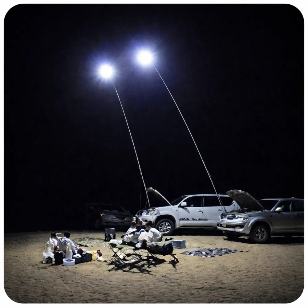 Kit Nocturna eLIVE FR-04, Proiector Camping LED 47W 4558lm, Waterproof, Brat Telescopic Ajustabil 4,5m, 3 Adaptoare 220V,...