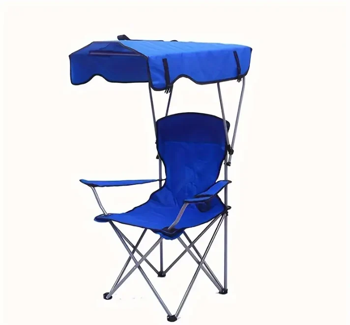 Scaun de plajă pliabil cu copertină solară 124 x 75 x 50 cm