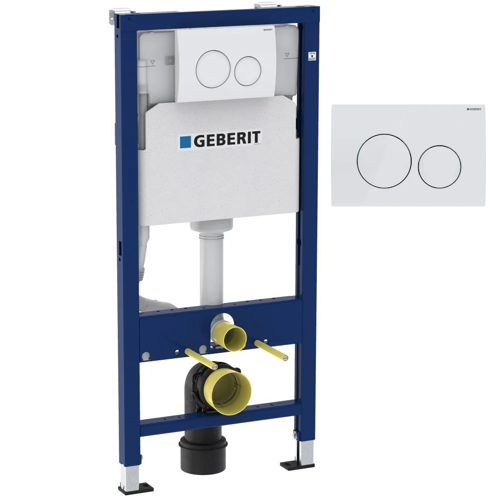 Geberit Duofix Delta Set rezervor WC incastrat cu cadru si clapeta de actionare, alb