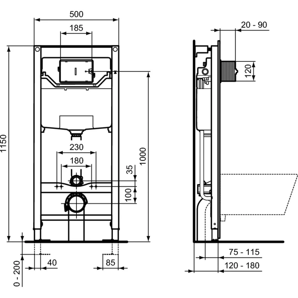 Ideal Standard ProSys Rezervor incastrat WC cu cadru