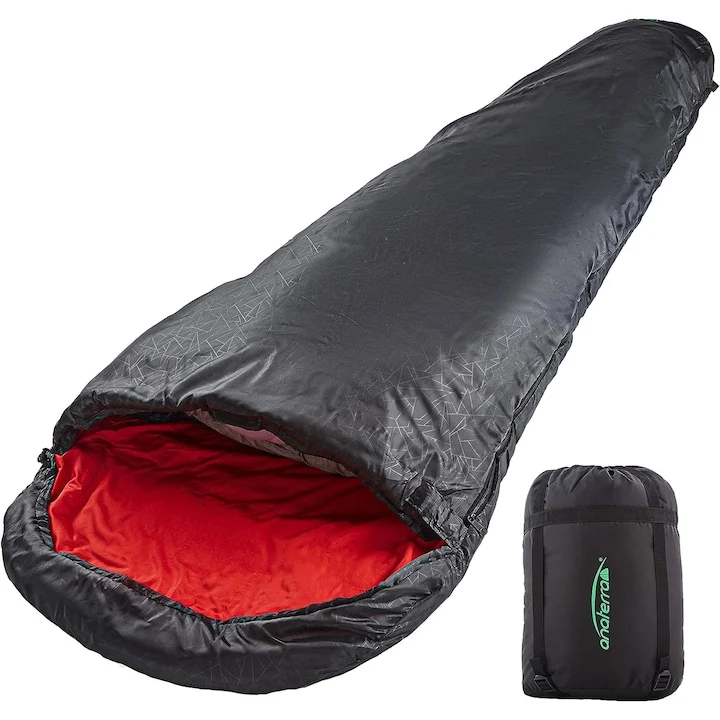 Sac de dormit pentru toate anotimpurile, negru/rosu
