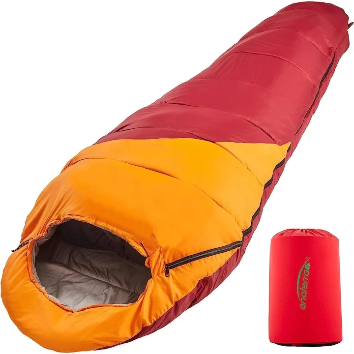 Sac de dormit pentru toate anotimpurile, rosu/galben