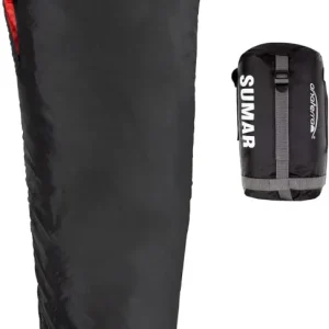 Sac de dormit, de vara, negru/rosu