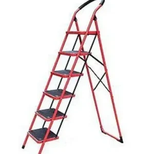 Scara metalica cu 6 trepte late, rosie / 3896-1