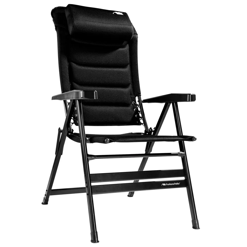 Scaun de camping HighQ Comfortable XL Frankana, aluminiu, sarcină max. 170 kg, negru