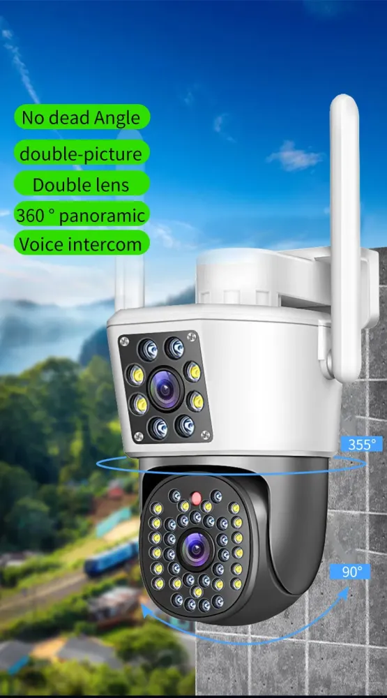 Camera Duala WiFi Jortan - 6MP, Full HD 4K, LAN/WiFi cu Alarma, Detectare Umana, Recunoastere Faciala