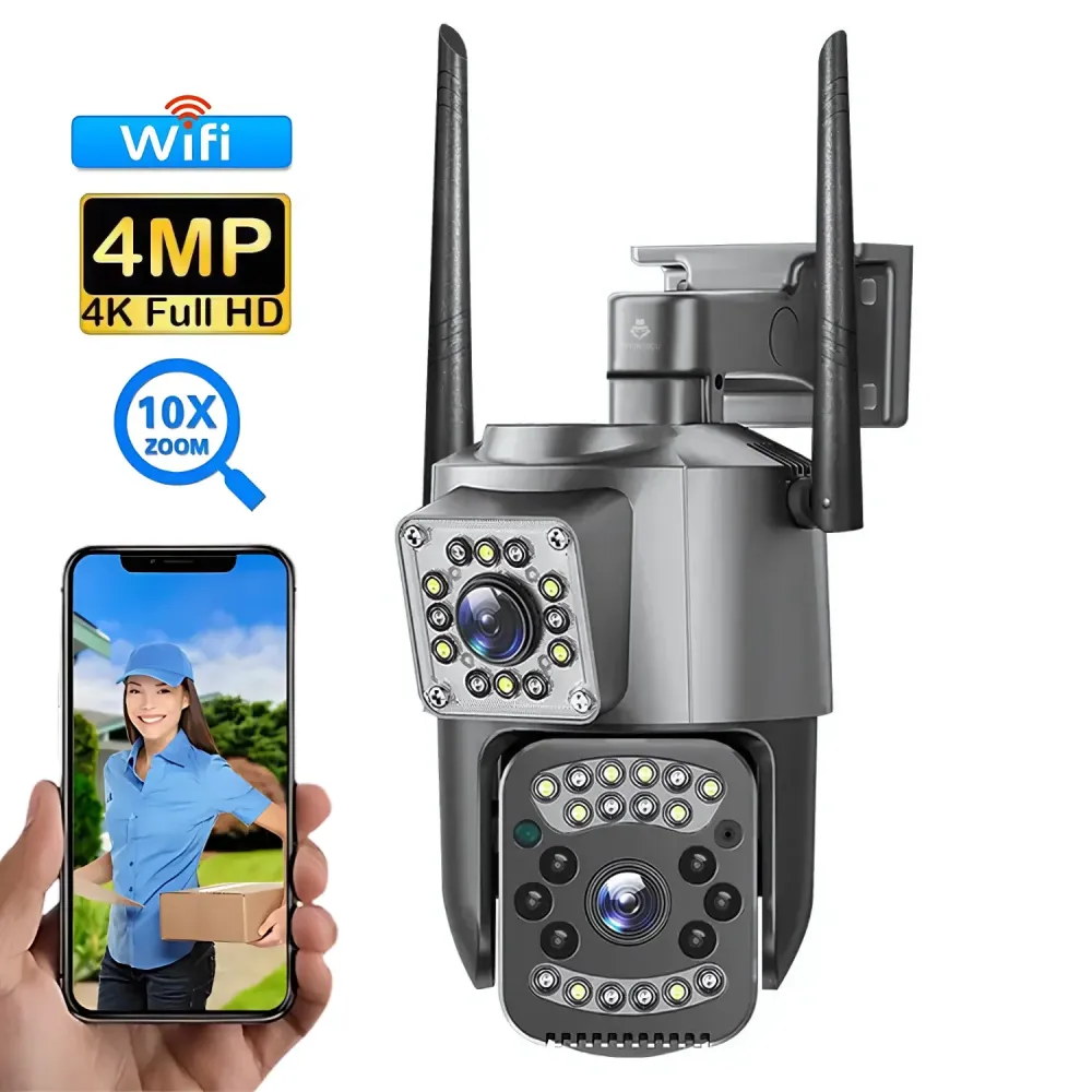 Camera de supraveghere 4MP, PTZ, comunicare bidirectionala, unghi larg, vedere nocturna color, senzor CMOS, zoom X10, dete...