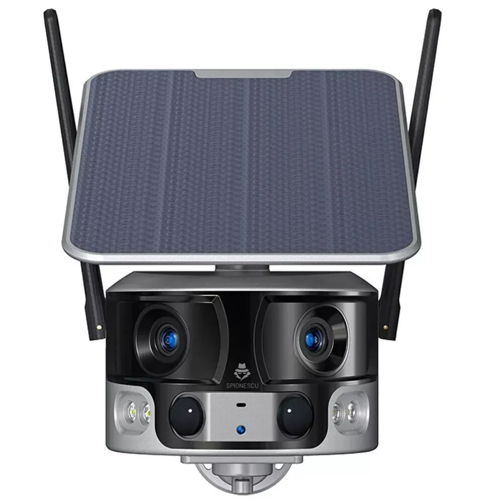 Camera de supraveghere cu incarcare solara, WIFI, 4K, 8MP, detectie umana AI, vizualizare panoramica 180°, senzor miscare,...