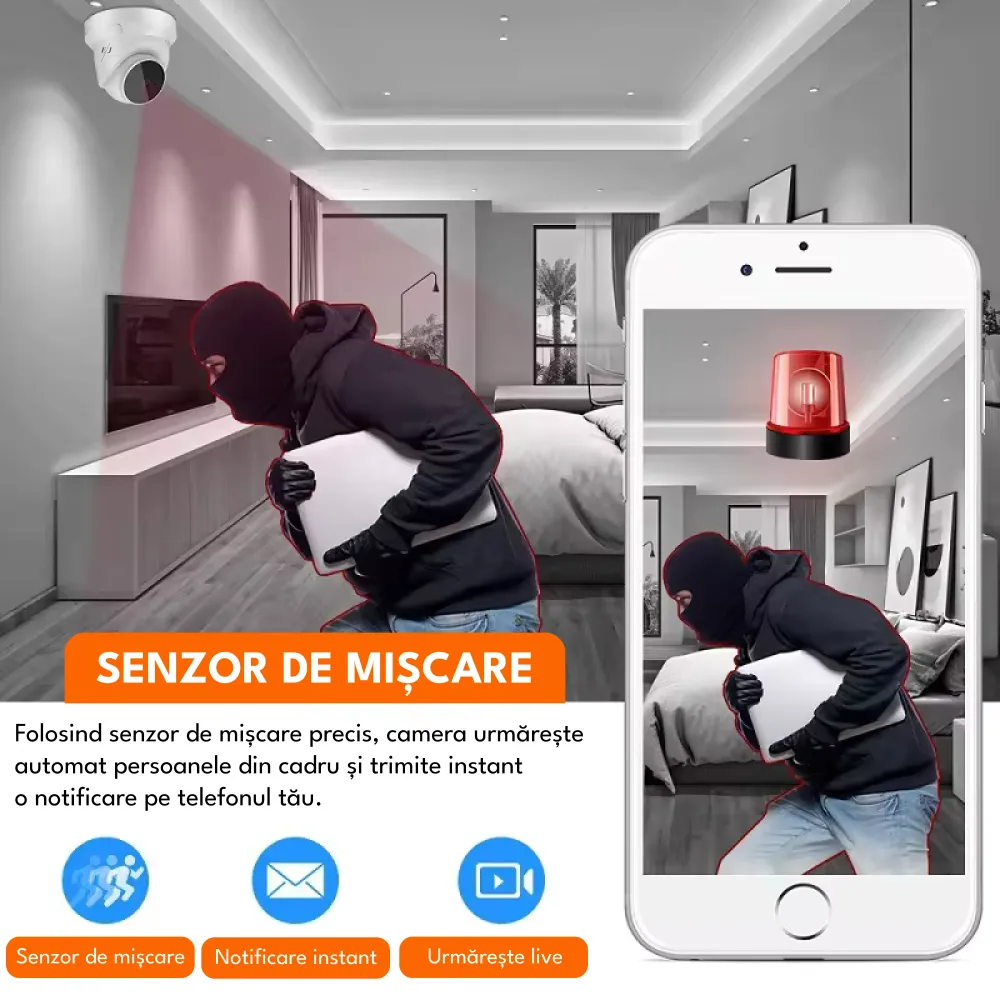 RESIGILAT - Camera de supraveghere, Q1, 3MP, 360°, Wifi, rotire, comunicare bidirectionala, vedere nocturna, stocare card/...