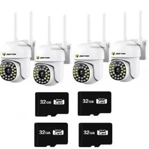 SET 4x Camera de Securitate - WiFi, JT-8161QJ - Viziune Nocturna 30M, 1080P, cu 4x Card 32GB