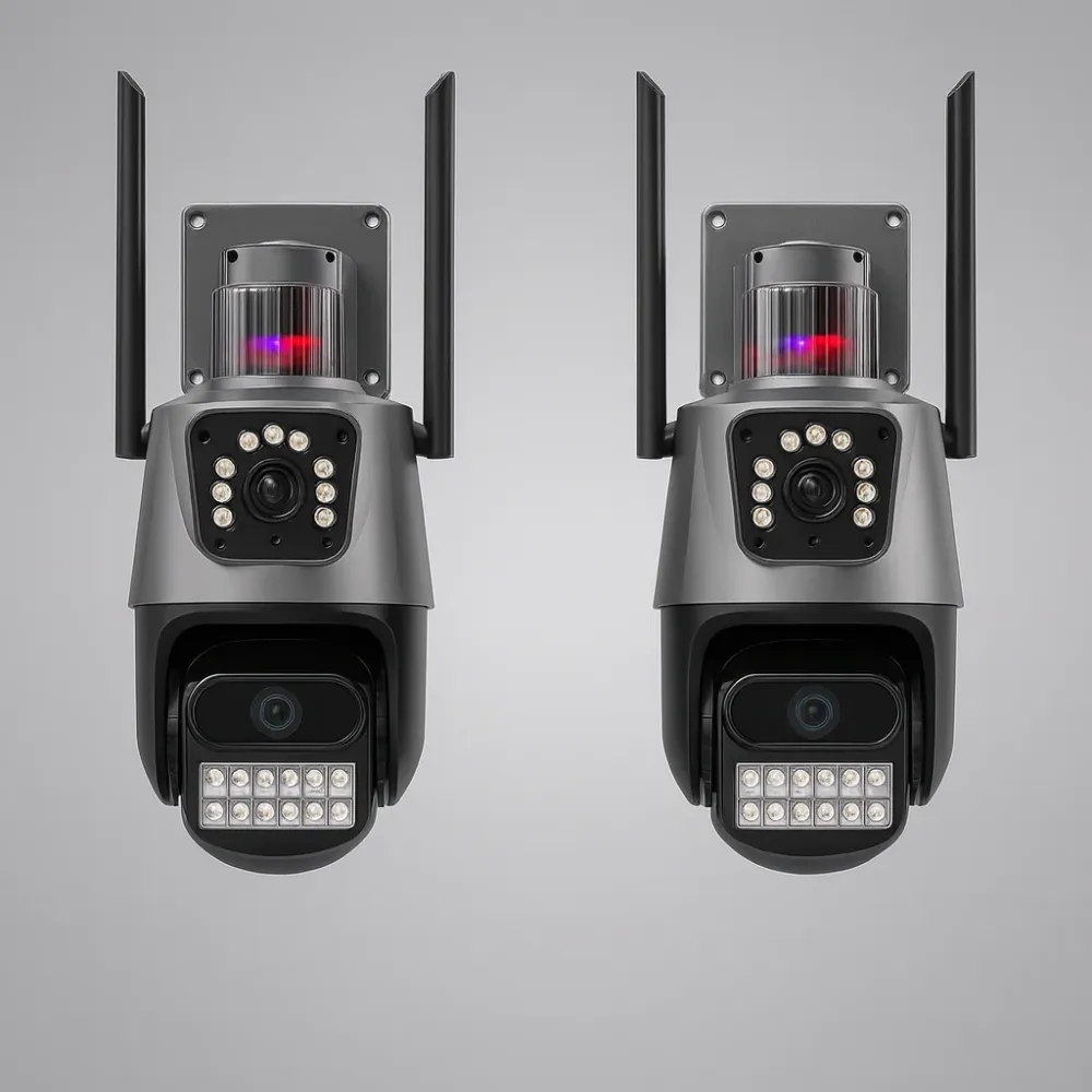 SET 2X Camere IP Duale Jortan, WiFi/LAN, 6MP JT-9687 PRO, 360° Panoramic, LED IR/White Smart