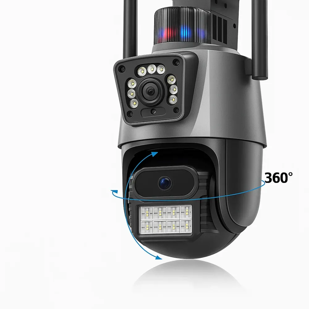 SET 2X Camere IP Duale Jortan, WiFi/LAN, 6MP JT-9687 PRO, 360° Panoramic, LED IR/White Smart