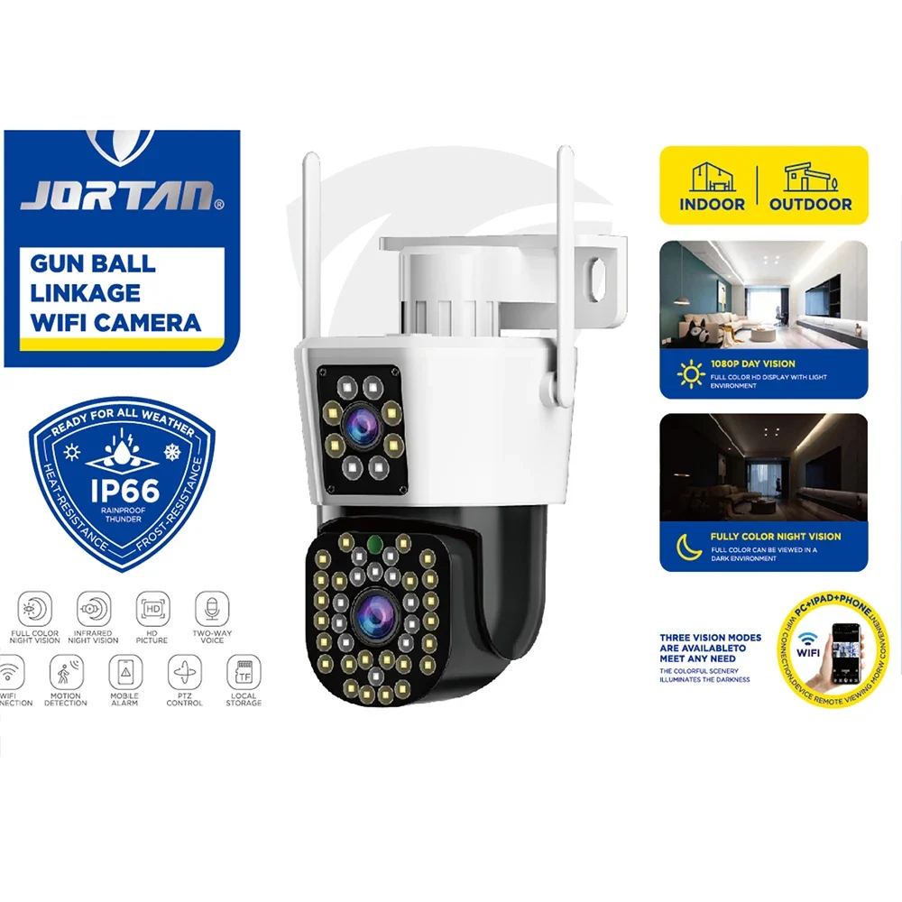 Set 3 Camere Duble Jortan - Full HD 4K, 6MP, Conectivitate WiFi/LAN, Alarma integrata