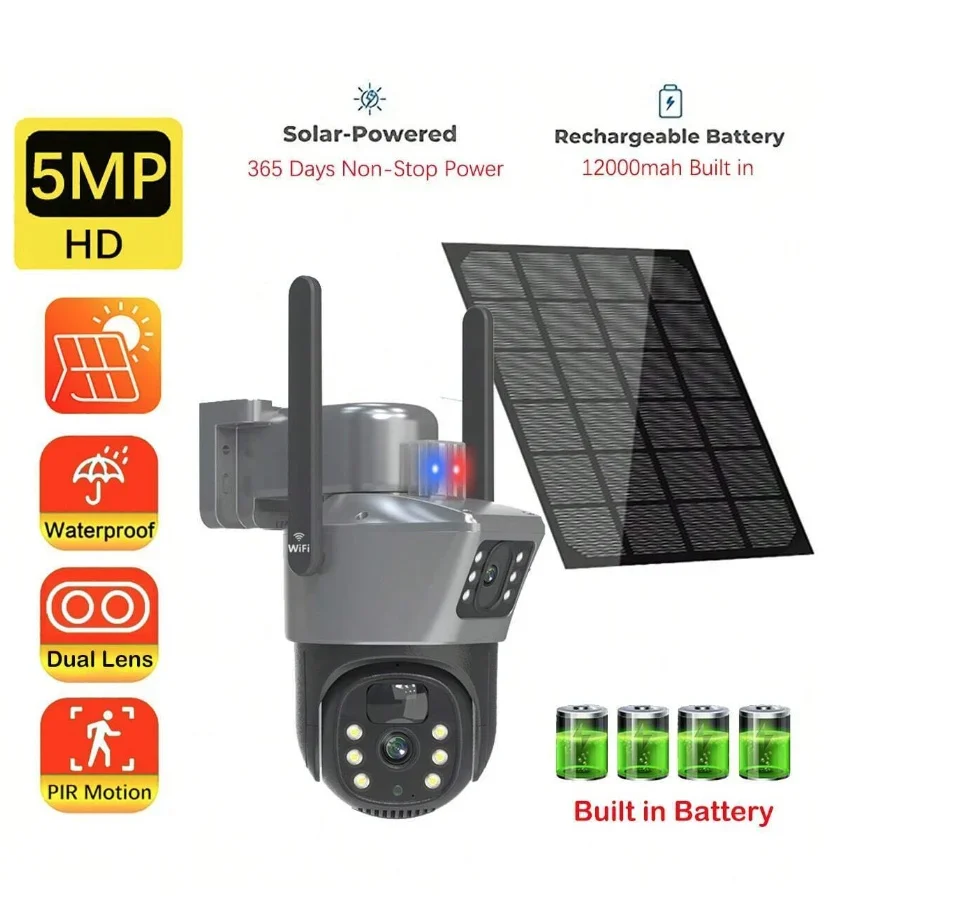 Set 2x Camere 4G Duble cu Panou Solar, 8MP, Viziune Nocturna, Audio bidirectional, IP66