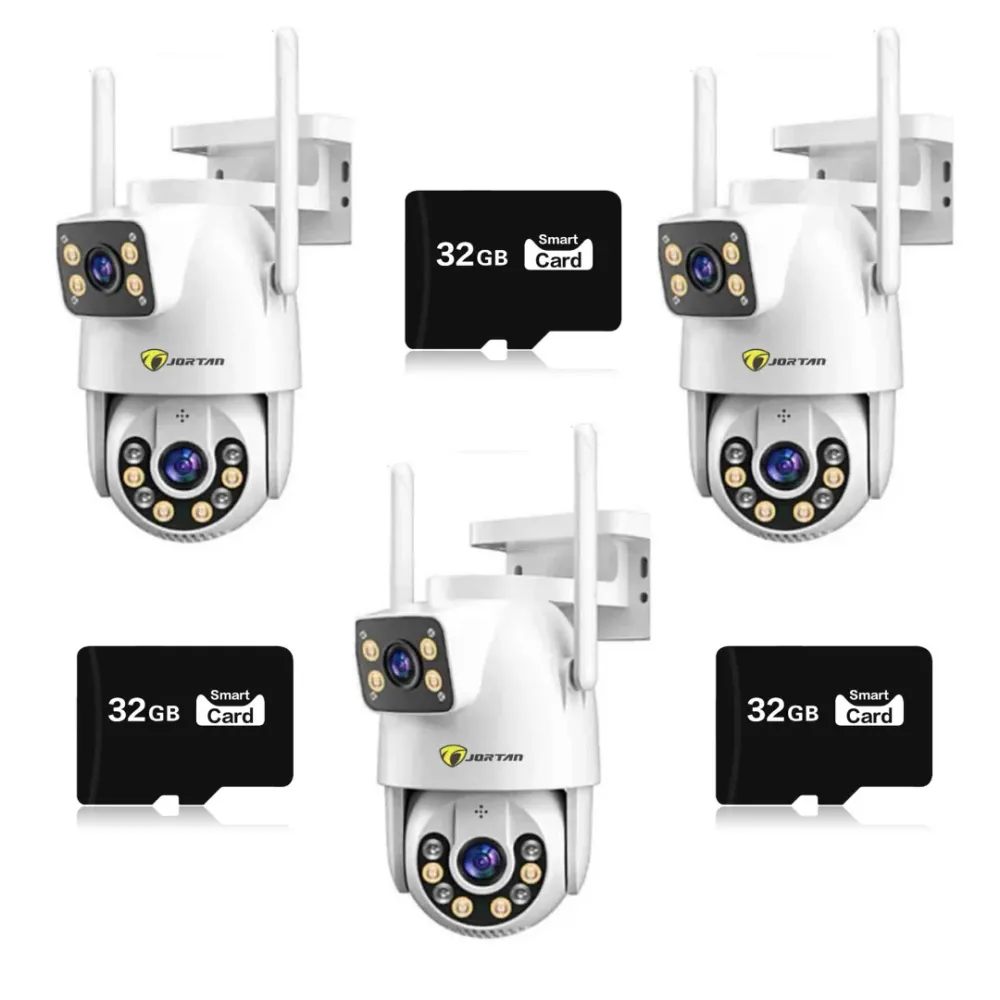 Set 3 Camere Jortan LAN/Wireless 9697QJ - 6MP, de Exterior, PTZ, Color Noapte, 3x MicroSD 32GB Incluse