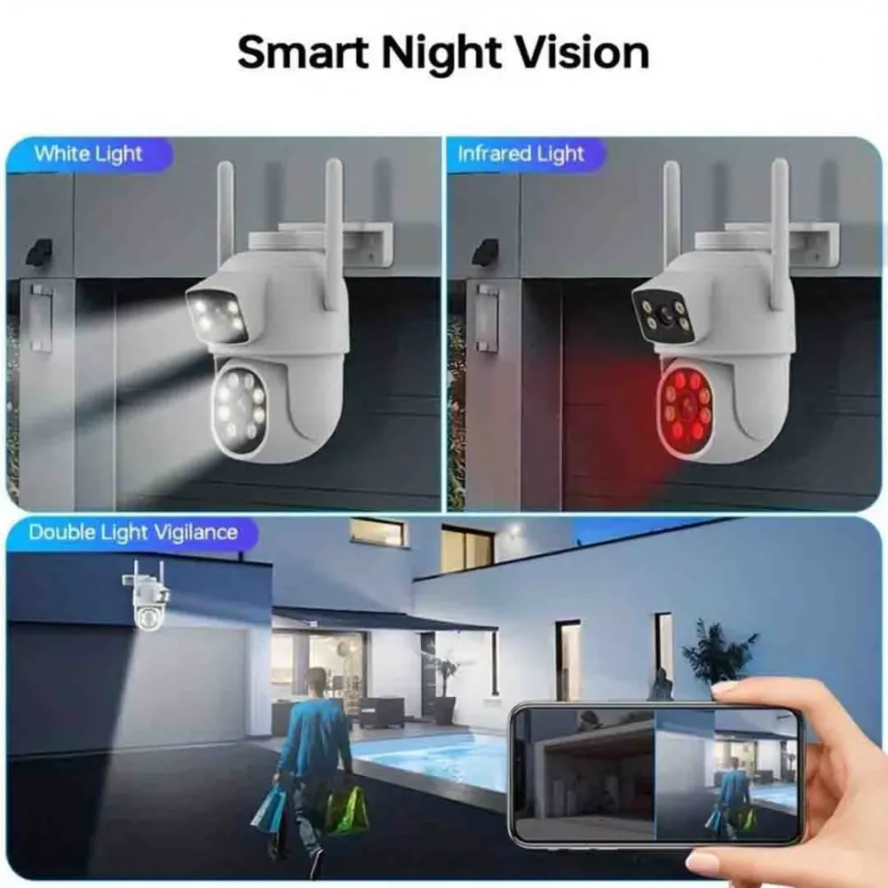 Set 3 Camere Jortan LAN/Wireless 9697QJ - 6MP, de Exterior, PTZ, Color Noapte, 3x MicroSD 32GB Incluse